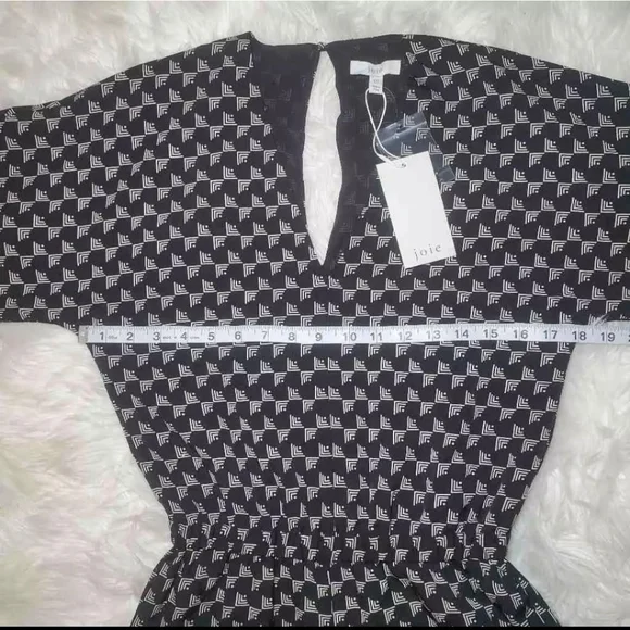 Joie Burgess Geometric Print Jumpsuit Womens XXS Bell 3/4 Sleeve & Cropped Pant